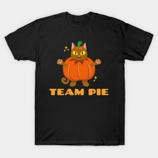 Team Pie Cat Pumpkin Pie Thanksgiving Halloween T-Shirt